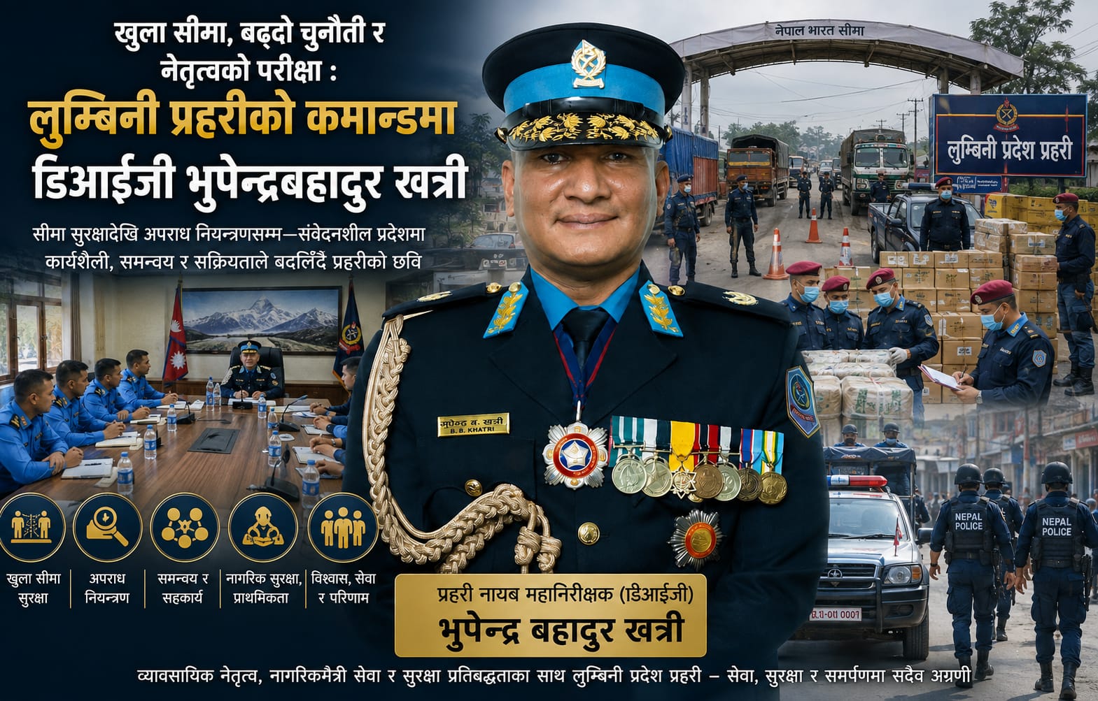 खुला सीमा, बढ्दो चुनौती र नेतृत्वको परीक्षा : लुम्बिनी प्रहरीको कमान्डमा डिआइजी भूपेन्द्रबहादुर खत्री