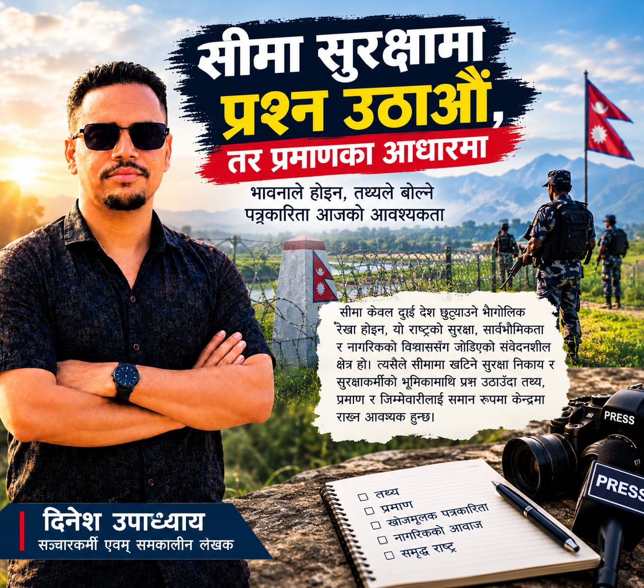 सीमा सुरक्षामा प्रश्न उठाऔँ, तर प्रमाणका आधारमा भावनाले होइन, तथ्यले बोल्ने पत्रकारिता आजको आवश्यकता